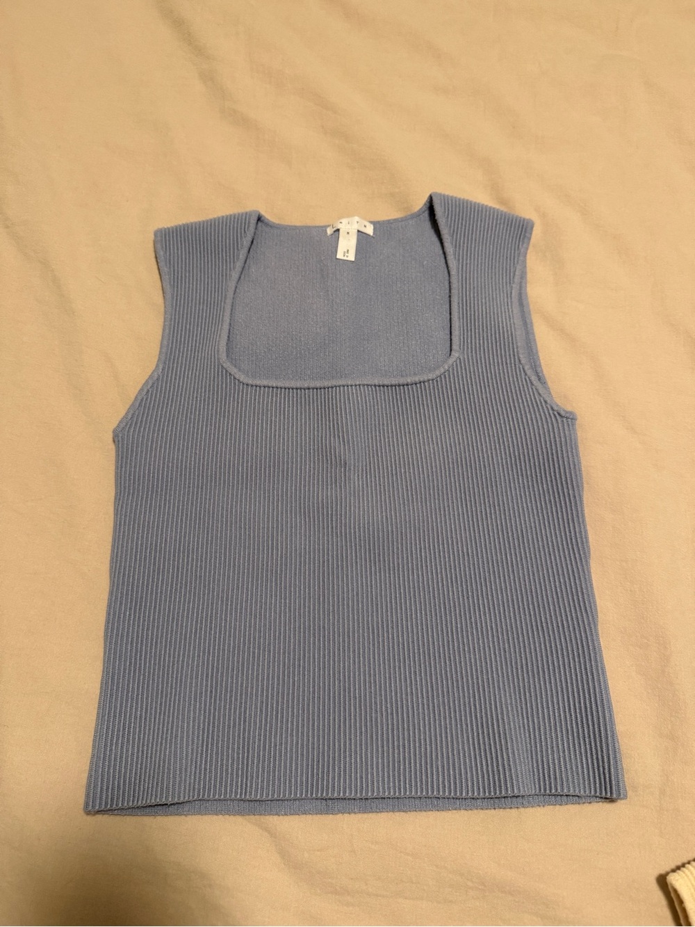 Leith Ribbed Square-Neck Tank Top - Light Blue - Picture 3 of 4